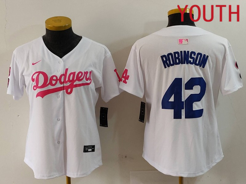 Youth Los Angeles Dodgers 42 Robinson White joint name 2024 Nike MLB Jersey style 912